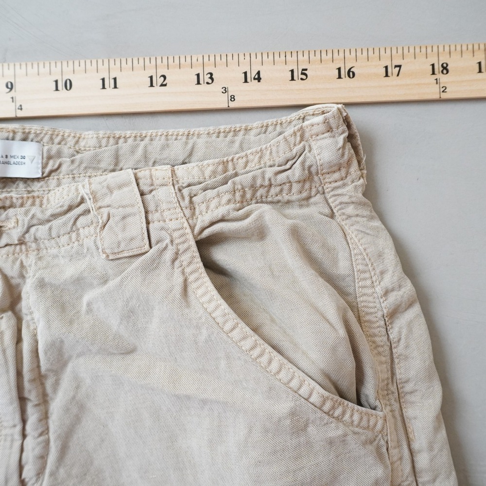 Zara Man Cargo Pants Mens 30 Beige Tan Lyocell Linen Blend Utility Straight Leg - Picture 7 of 8